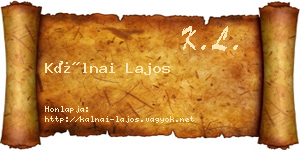 Kálnai Lajos névjegykártya